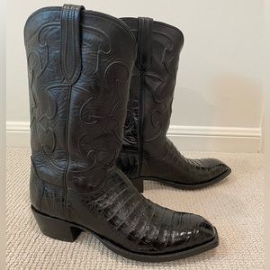 Lucchese Black Caimem Cowboy Boots